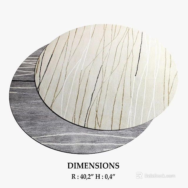 Modern Square Rug With Beige Gray Base And Gold White Linear Patterns 3d model 