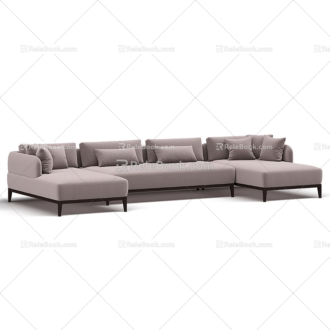 Nordic Simple Double Sofa Sofa Simple Double Sofa Pillow Simple Cushion Cushion 3d model