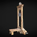 Vintage Industrial Equipment Wooden Structure with Ropes and Platform Design