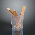 Wooden Stirrers in Transparent Glass Cup for Daily Household Use