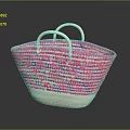 Handwoven Animal Themed Basket With Pink And White Stripes And Dual Handles