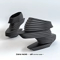 Modern Black Decorative Ornament Set With Layered Wave Design And Sculptural Shape