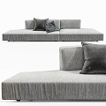 Gray Fabric Multi-Seater Sofa with Modern Design and Comfortable Pillows 3d model