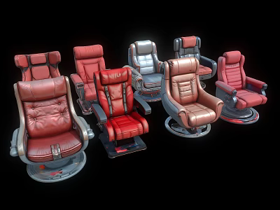 Modern Stylish Public Chairs With Leather Upholstery Armrests And Swivel Bases In Various Colors 3d model