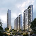 Modern High rise Residential Buildings With Lush Green Trees And Clear Sky