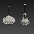 Various Shaped Modern Pendant Lights With Metal Frames And Warm Fabric Shades