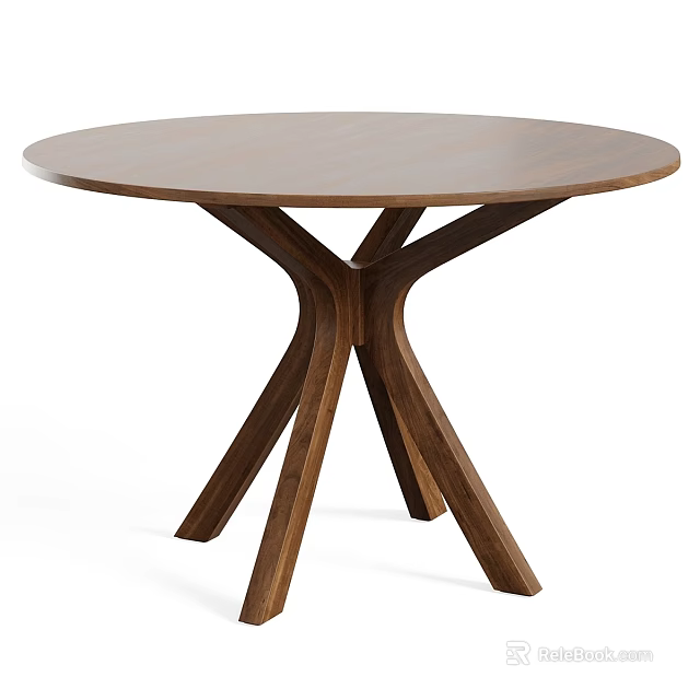 Round Wooden Dining Table With Stylish Cross Leg Design And Smooth Surface 3d model 
