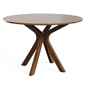 Round Wooden Dining Table With Stylish Cross Leg Design And Smooth Surface 3d model