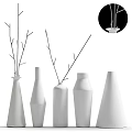 Minimalist Decorative Ornament Set With White Vases And Branch Decorations