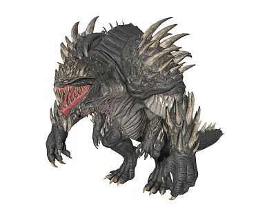Menacing Spiked Creature Character With Black Skin Sharp Teeth And Claws 3d model