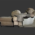 Cozy Sectional Sofa with Soft Fabric and Decorative Throw Pillows for Living Room