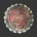 Artistic Ceramic Decorative Bowl Featuring Ruffled Edge And Pedestal Base With Mixed Color Tones