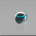 Fashionable Modern Hat With Turquoise Green Black White Glossy Surface And Geometric Pattern