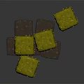 Natural Brown Blocks With Green Moss Stacked Together As Scene Components 3d model