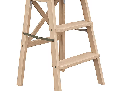 Wooden Step Stool With Cross Support Structure And Simple Functional Design 3d model