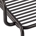 Black Metal Frame Chair With Leather Backrest And Metal Slat Seat