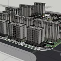 Modern High rise Residential Complex With Green Spaces And Road Layout 3d model