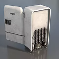 Vintage White Freezer With Open Door Showing Interior Wire Shelves And Storage