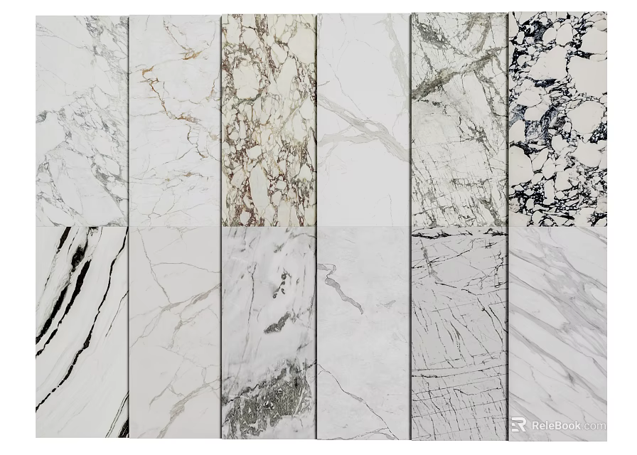 Natural Marble Stone Textured Slabs With Various Patterns For Interior Design 3d model