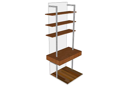 Modern Open Bookcase With Metal Frame And Multiple Wooden Storage Shelves 3d model