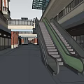 Commercial Street Design With Tall Buildings Low Rise Shops And Open Square