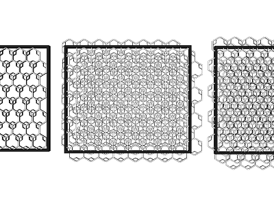 Modern Decorative Room Dividers With Geometric Mesh And Hexagonal Design Patterns 3d model