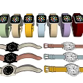 Different Styles of Smart and Traditional Watches with Various Colored Straps and Dial Designs
