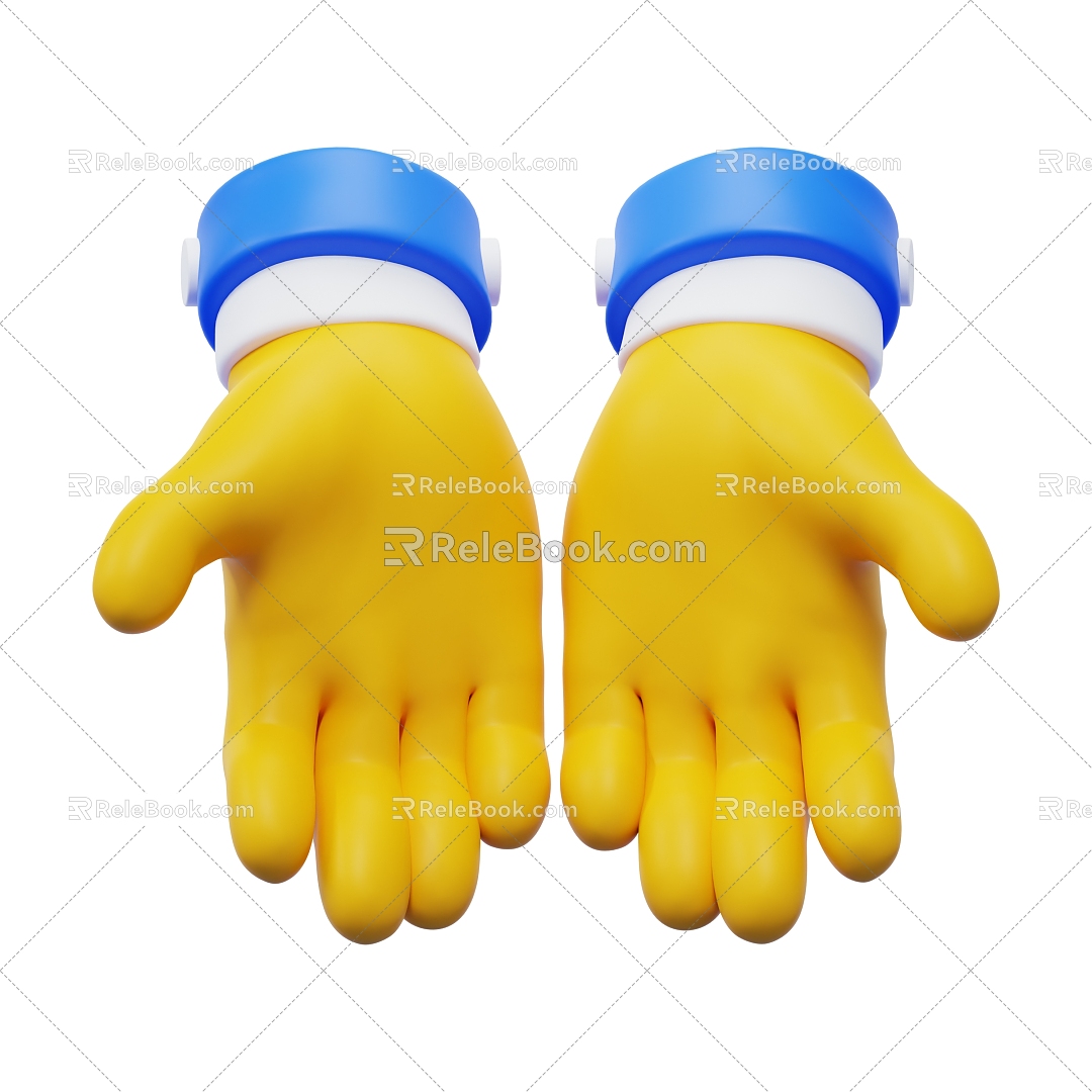 Hands tap button gesture icon cartoon hand 3d model