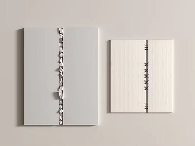 Modern Wall Hangings on Gray and White Panels with Vertical Square and Line Designs 3d model