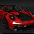 Red Sports Car With Black Stripes Rear Spoiler Black Wheels And Sporty Exterior Design