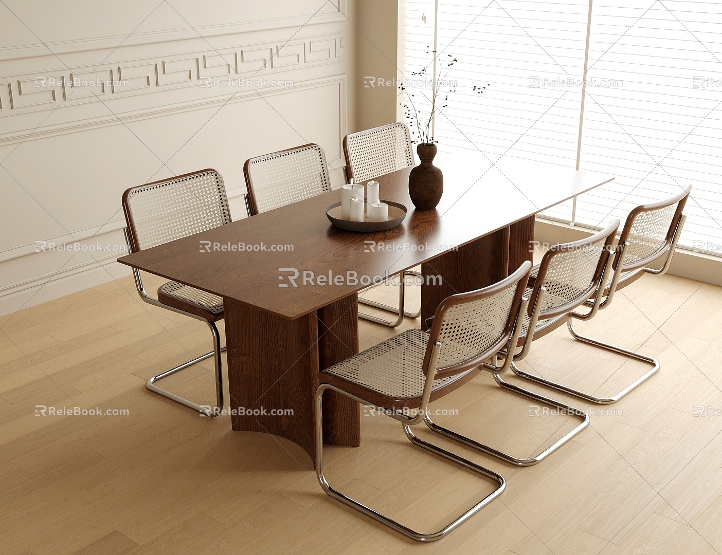 Modern Dining Table and Chair Combination Dining Chair Single Chair 3d model