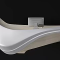 Modern Bar Counter Design With Curved White Surface And Wooden Base Elements 3d model