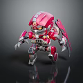 Red And Silver Miniature Robot Figure With Detailed Mech Design And Sharp Features 3d model
