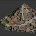 Village Model With Red Roof Houses And Green Trees Layout Design