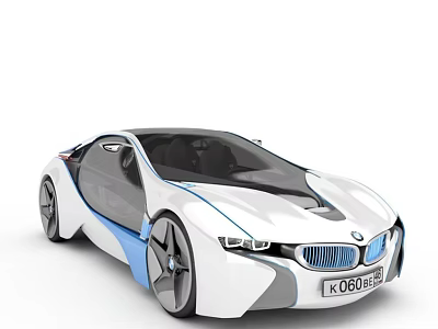 BMW Futuristic Concept Car With White Body And Blue Accents Design 3d model