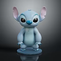 Adorable Blue Animated Character Stitch With Large Ears Standing On Base