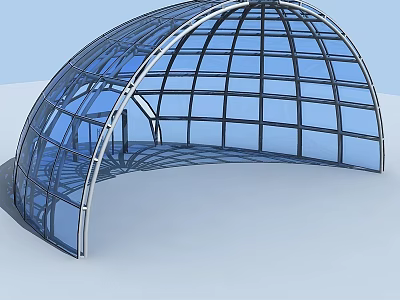 Curved Glass Dome Architectural Structure With Metal Frame And Transparent Panels 3d model