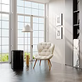 Inflatable Armchair In Modern Living Room With Floor Lamp And Large Windows