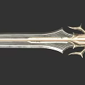 Ornate Gold And Silver Sword With Detailed Hilt Shiny Blade And Decorative Spikes