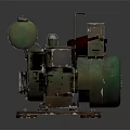 Vintage Green Industrial Machine With Two Cylindrical Tanks And Rusted Metal Base