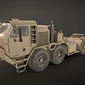 Heavy Duty Sand Colored Military Truck With Large Wheels And Engine