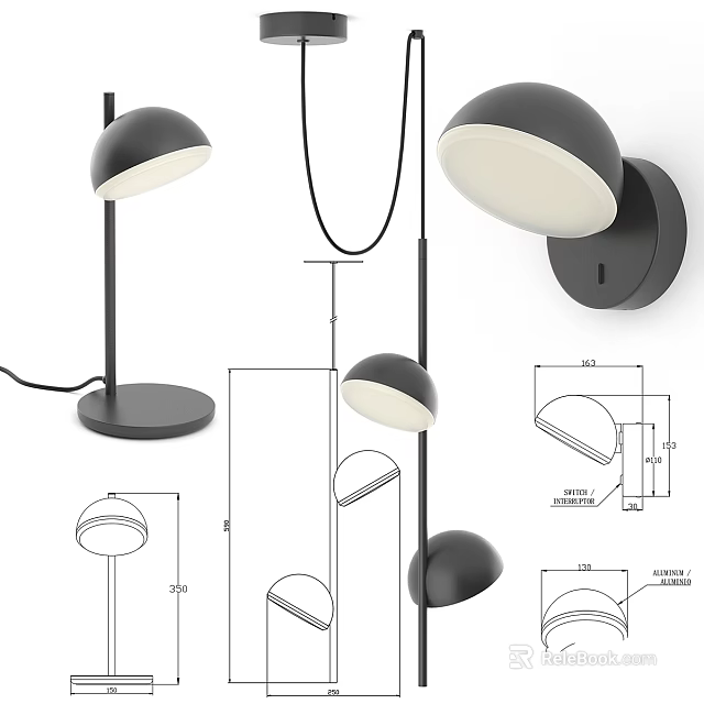 Modern Chandelier Design With Technical Diagrams Multiple Views And Dimensions 3d model