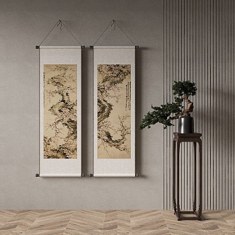 New Chinese Plant Painting Decorative Painting 3d model