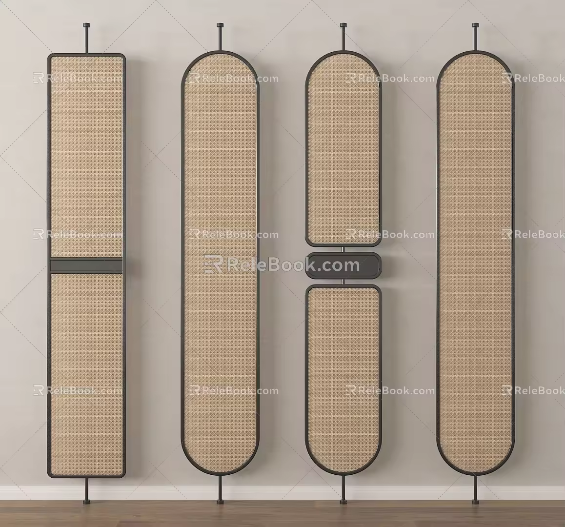 Modern rattan screen partition 3d model