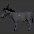 Gray Donkey With Pink Ears Black Mane And Dull Expression On Gray Background 3d model