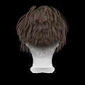 Stylish Jewelry Display On White Head Model With Brown Wig And Black Background