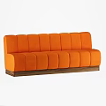 Modern Stylish Orange Upholstered Sectional Sofa with Rounded Modules and Wooden Base 3d model