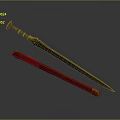 Antique Decorative Swords Featuring Red Black Sheath And Golden Intricate Blade Design