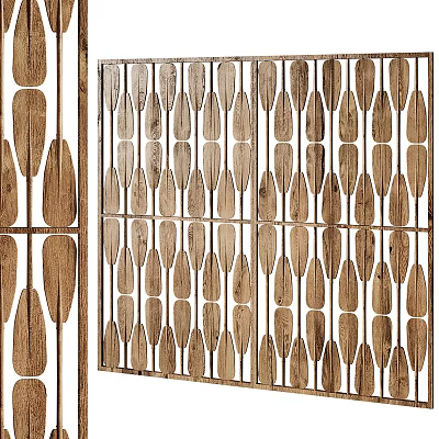 Modern Wooden Room Divider Featuring Decorative Leaf Shaped Panels For Home Interior 3d model