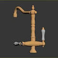 Elegant Vintage Golden Faucet With White Handles Shiny Surface For Kitchen Sink